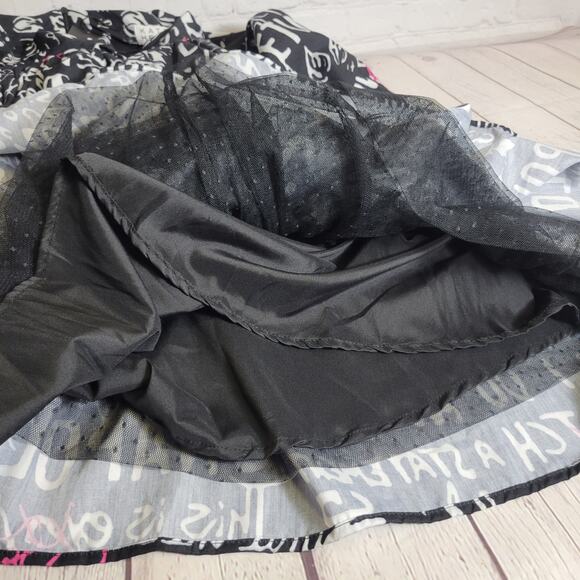 Kate Hewko Graffiti Print Skirt NEW Womens XS Black/White A-Line Pleated Lined - Picture 6 of 8